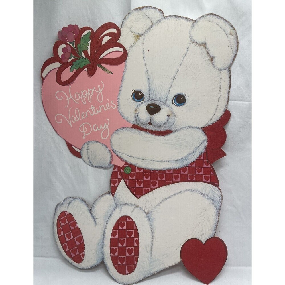 Vintage Happy Valentine’s Day Die Cut Teddy Bear Wall Decoration Hard To Find